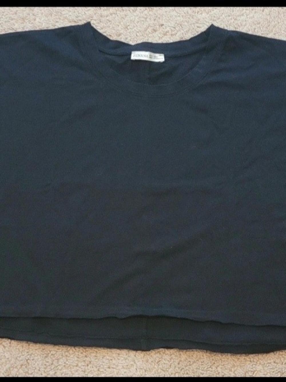 Zenana Black Crew Neck Boxy Cropped Tee NWOT